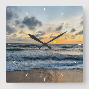 Modern cutom Photo Mint Simple Lovely Gift Square Wall Clock