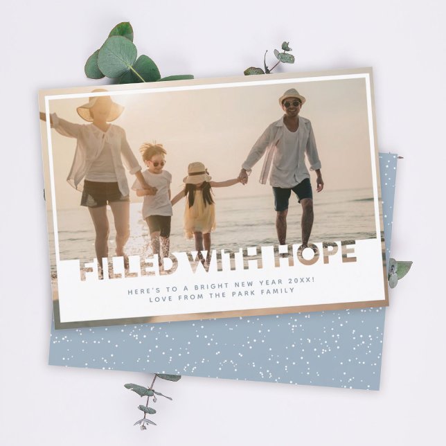 Modern Cutout | Filled with Hope Photo New Years Holiday Card (Creator Uploaded)