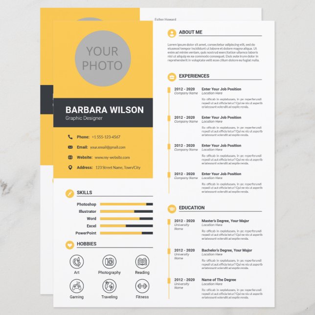Modern CV, Resume + Letter (Template) (Front/Back)