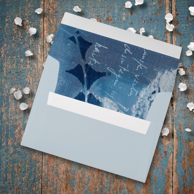 Modern Cyan Blue Botanical Wedding Envelope (Creator Uploaded)