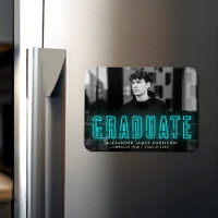 Modern Cyan Neon Photo Graduation