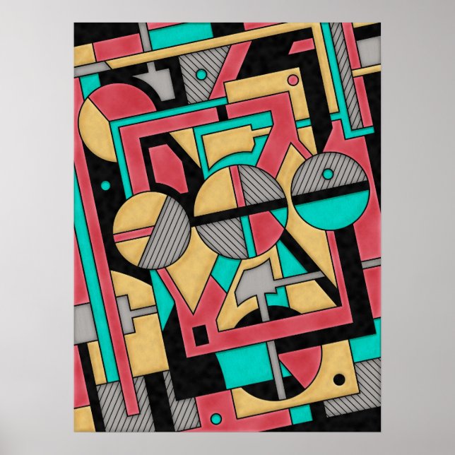 Modern Cyberpunk Geometric Abstract Pattern  Poster (Front)