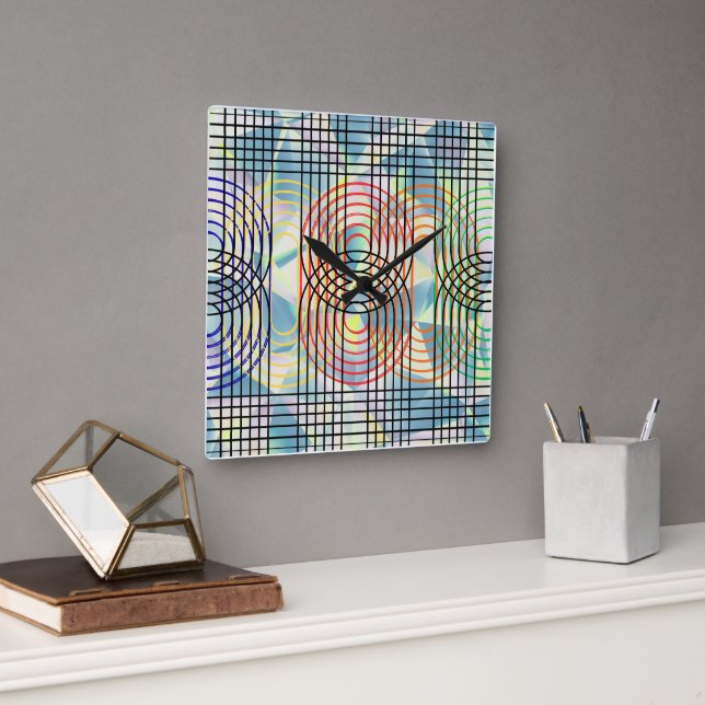 Modern Cyberpunk Geometric Op Art Wall Clock (Office)