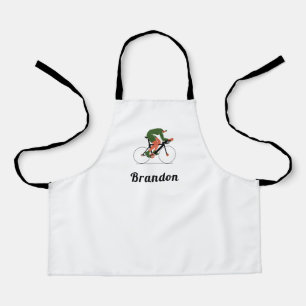 Modern Cycling Illustration Cyclist Custom Name Apron