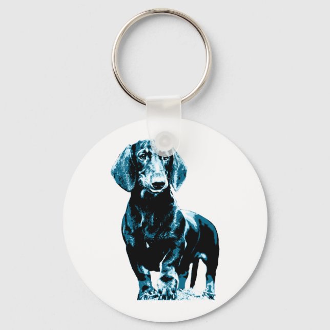 Modern dachshund design   key ring (Front)