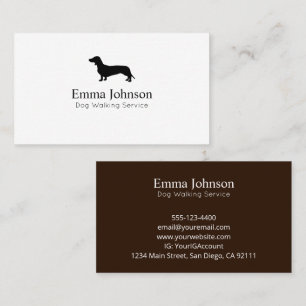 Modern Dachshund logo Dog Walking Business Cards