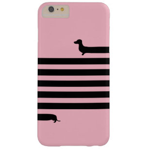 Modern Dachshund silhouette - black on pink Barely There iPhone 6 Plus Case