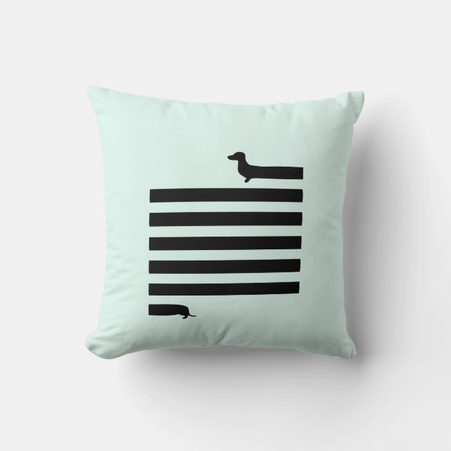 Modern dachshund silhouette square pillow (Front)