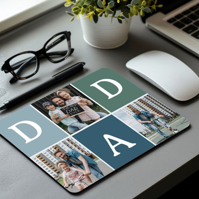 Modern 'DAD' 3 Photo Gift Mouse Mat (Creator Uploaded)