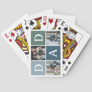 Modern 'DAD' 3 Photo Gift Playing Cards