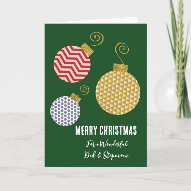 Modern Dad and Stepmom Merry Christmas Card (Front)