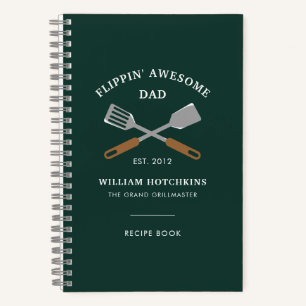 Modern Dad BBQ Father Personalized Recipe Notebook