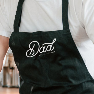Modern Dad Cool Script with Kids Names   Apron