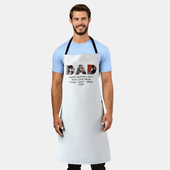 Modern DAD Daddy Photo Collage Cutout Father's Day Apron (Worn)