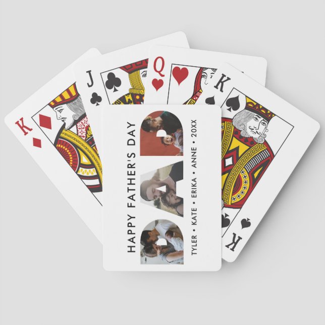 Modern DAD Daddy Photo Collage Cutout Father's Day Playing Cards (Back)