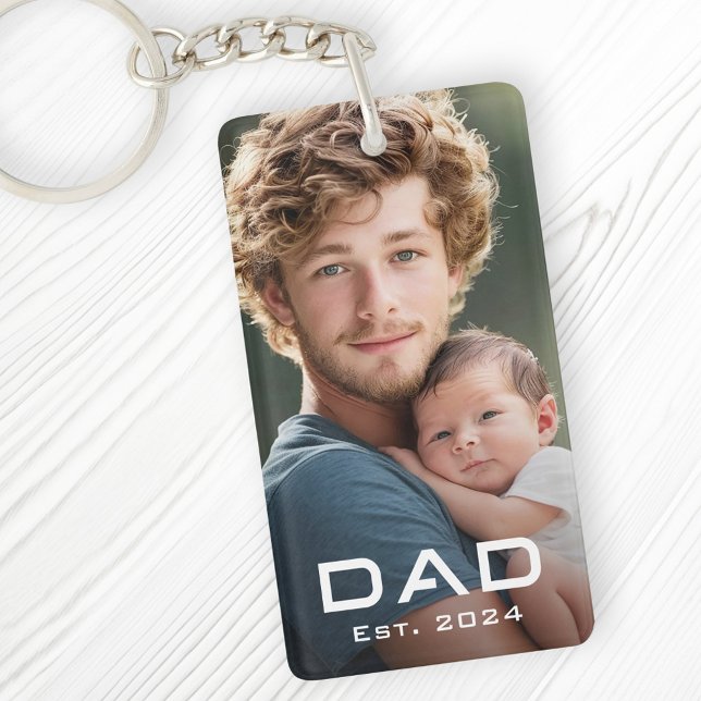 Modern dad est year father's day new baby photo key ring (Modern dad est year father's day new baby photo keychain)