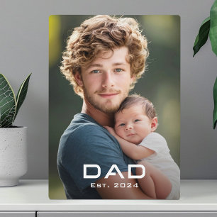 Modern dad est year father's day new baby photo plaque