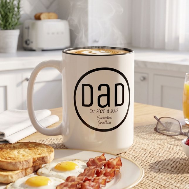 Modern Dad Established Simple Kids Names Two-Tone Coffee Mug (Creator Uploaded)