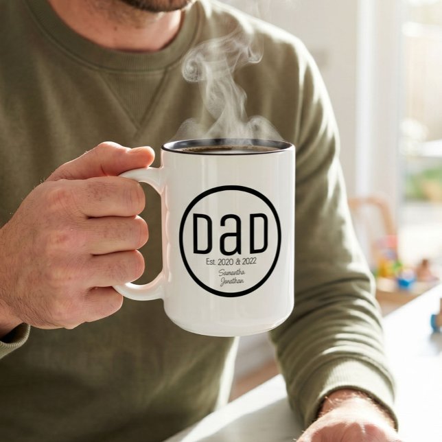 Modern Dad Established Simple Kids Names Two-Tone Coffee Mug (Creator Uploaded)