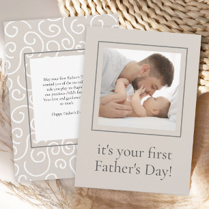 Modern Dad First Father Day with Your Photo Holiday Card