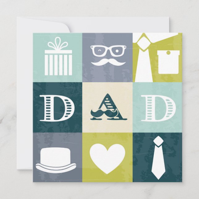 Modern Dad Icon Collage Fathers Day Card (Front)