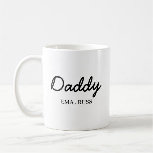Modern Dad Kids Names Father’s Day Script Design Coffee Mug