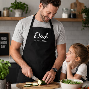 Modern Dad Kids Names Father's Day Script Apron