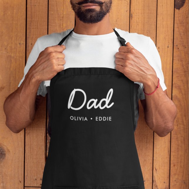 Modern Dad | Kids Names Father's Day Script Apron (Creator Uploaded)
