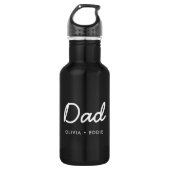 Modern Dad | Kids Names Father's Day Script Black 532 Ml Water Bottle (Front)