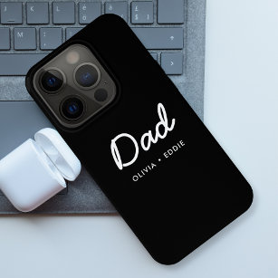 Modern Dad   Kids Names Father's Day Script Black iPhone 15 Pro Case