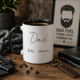 Modern Dad | Kids Names Father's Day Script Coffee Mug