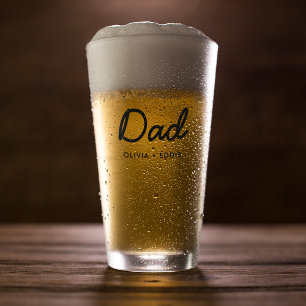 Modern Dad Kids Names Father's Day Script Glass