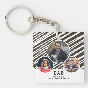 Modern Dad love you Stripes 3 Photos Father`s Day  Key Ring