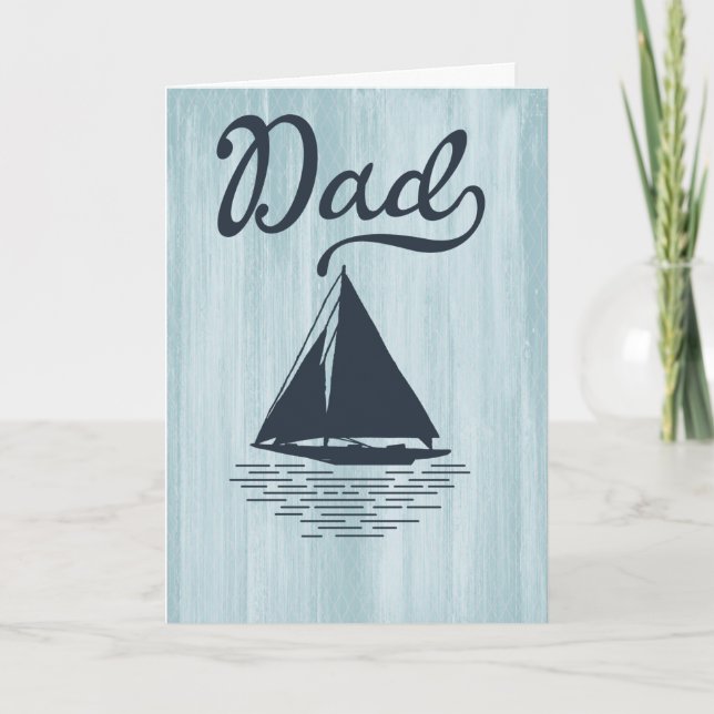 Modern Dad Nautical Ship Fathers Day Blue Card (Front)