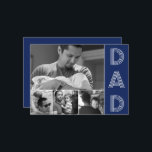 Modern Dad Navy Blue Fathers Day Photo Card<br><div class="desc">Wish Dad a Happy Father's Day or show him love on any occasion with this 4 photo layout with typographic "DAD" and custom message on the back. All photos by Becky Nimoy</div>