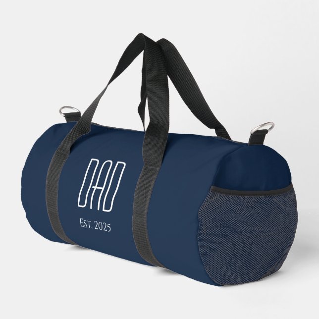 Modern Dad New Father Minimalist Navy Blue Duffle Bag (Right Corner)