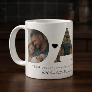 Modern Dad Photo Collage Father Day Gift Coffee Mug