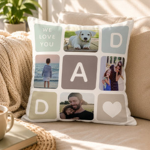 Modern Dad Photo Collage Father's Day Cute Family Cushion
