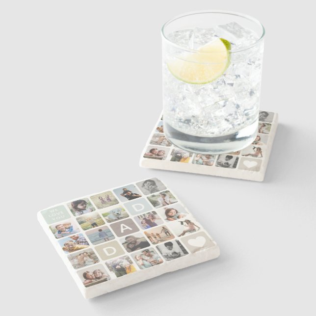 Modern Dad Photo Collage Father's Day Family Love Stone Coaster (Side)