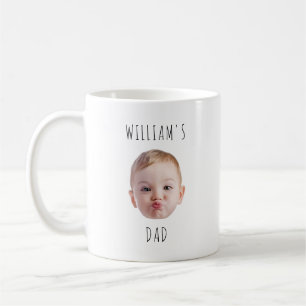 Modern Dad With Kids Names Daddy Gifts Baby Face  Coffee Mug