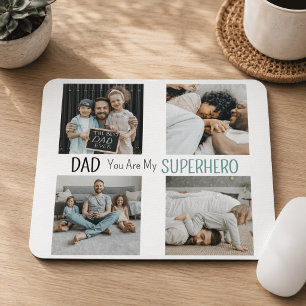 Modern Dad You Are My Superhero Photo Collage Mouse Mat