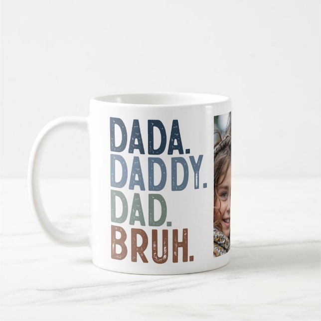 Modern DADA DADDY DAD BRUH PHOTO FATHERS DAY Coffee Mug (Left)