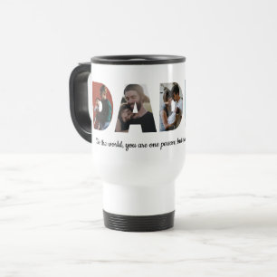 Modern DADDY 5 Photo Collage Quote Father's Day Travel Mug