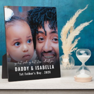 Modern Daddy and Baby 1st Fathers Day Photo Plaque
