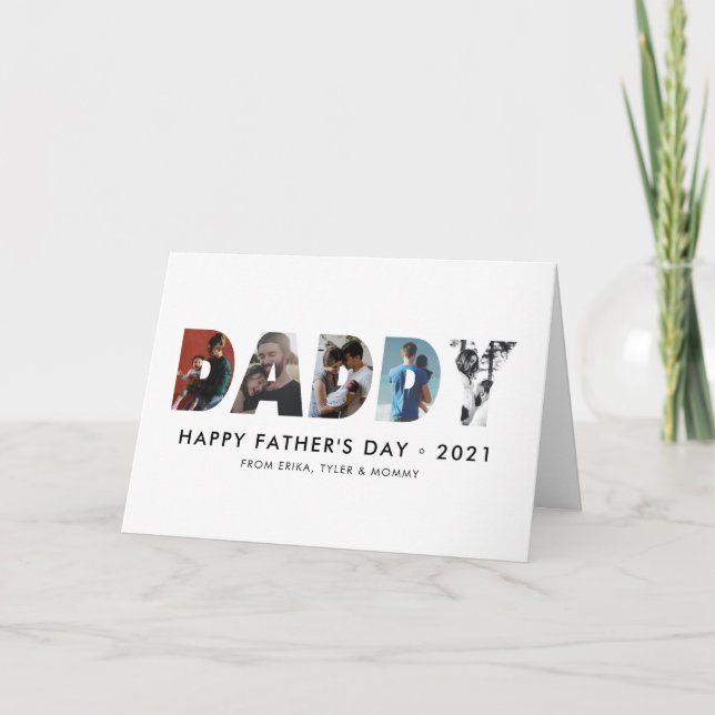Modern DADDY Chic Photo Collage Happy Father's Day Card (Front)