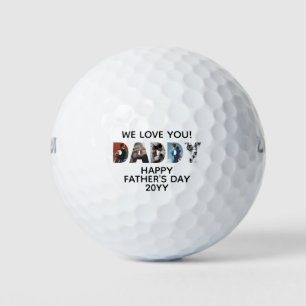 Modern DADDY Chic Photo Collage Happy Father's Day Golf Balls