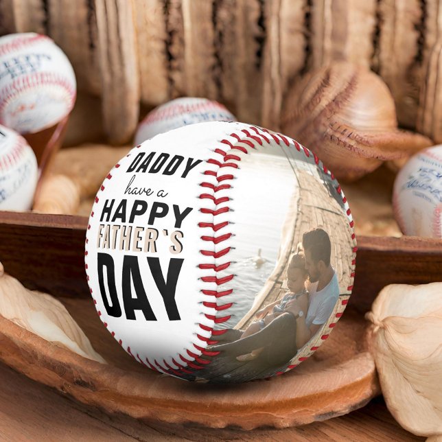 Modern Daddy Happy Father`s Day 2 Photo Collage Baseball (Creator Uploaded)