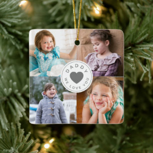 Modern Daddy Photo Collage Ceramic Ornament