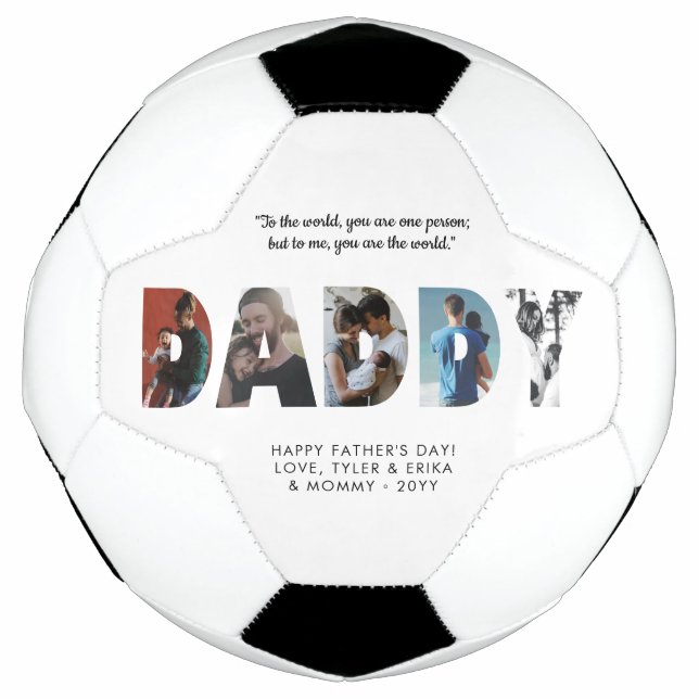 Modern DADDY Photo Collage Chic Happy Father's Day Football (Front)