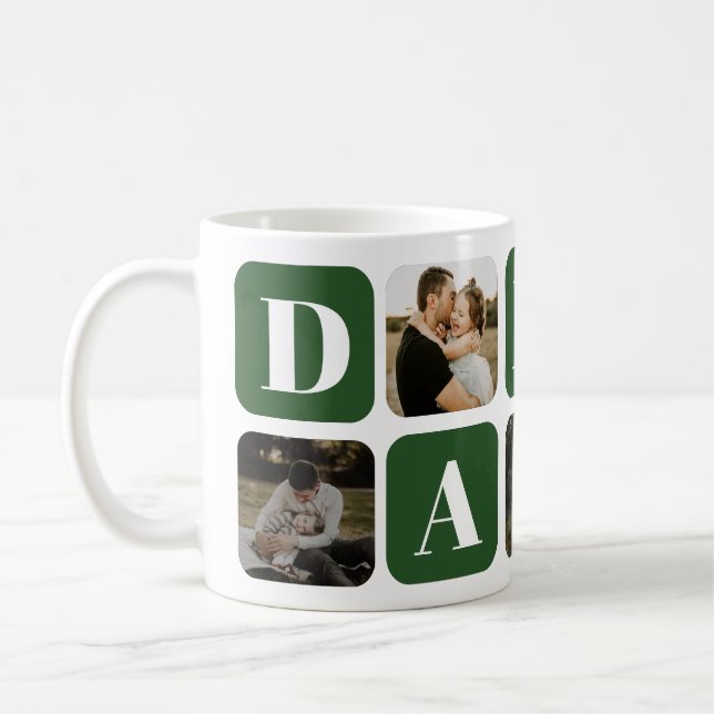 Modern Daddy Photo Collage Coffee Mug (Left)